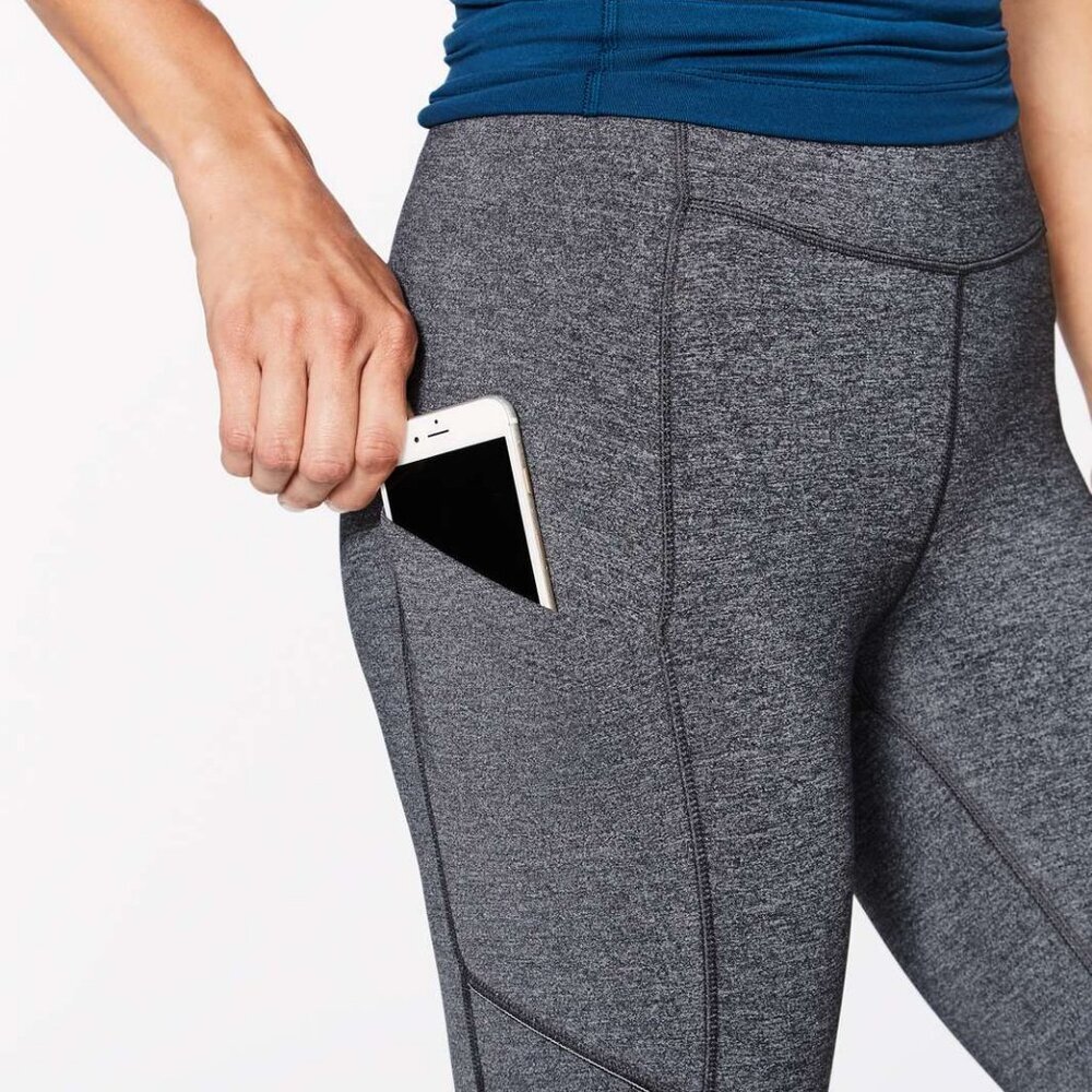 Lululemon Heathered Black Speed Up Crop 21" 2 - Picture 6 of 7